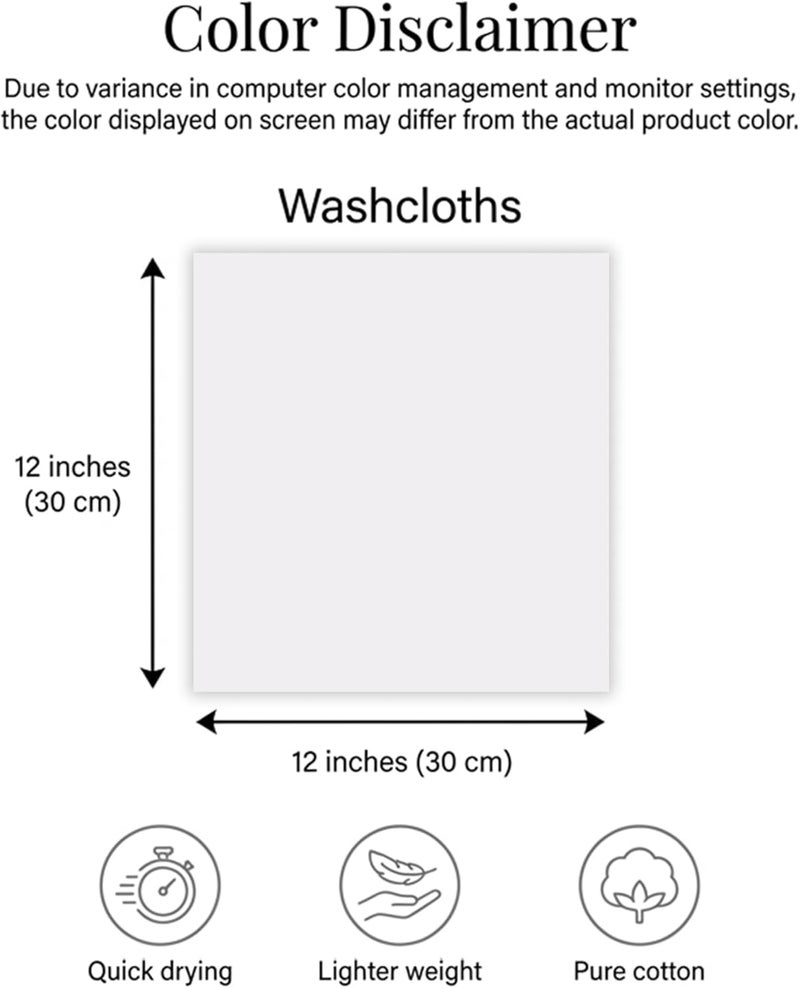 Riverside 24 Pack Washcloths Set - 100% Cotton [12x12 Inches] - 500 GSM, Soft, Quick-Dry & Highly Absorbent Face Towels - Perfect for Bathroom, Gym, Hotel, Spa & Travel - Black - Image 2
